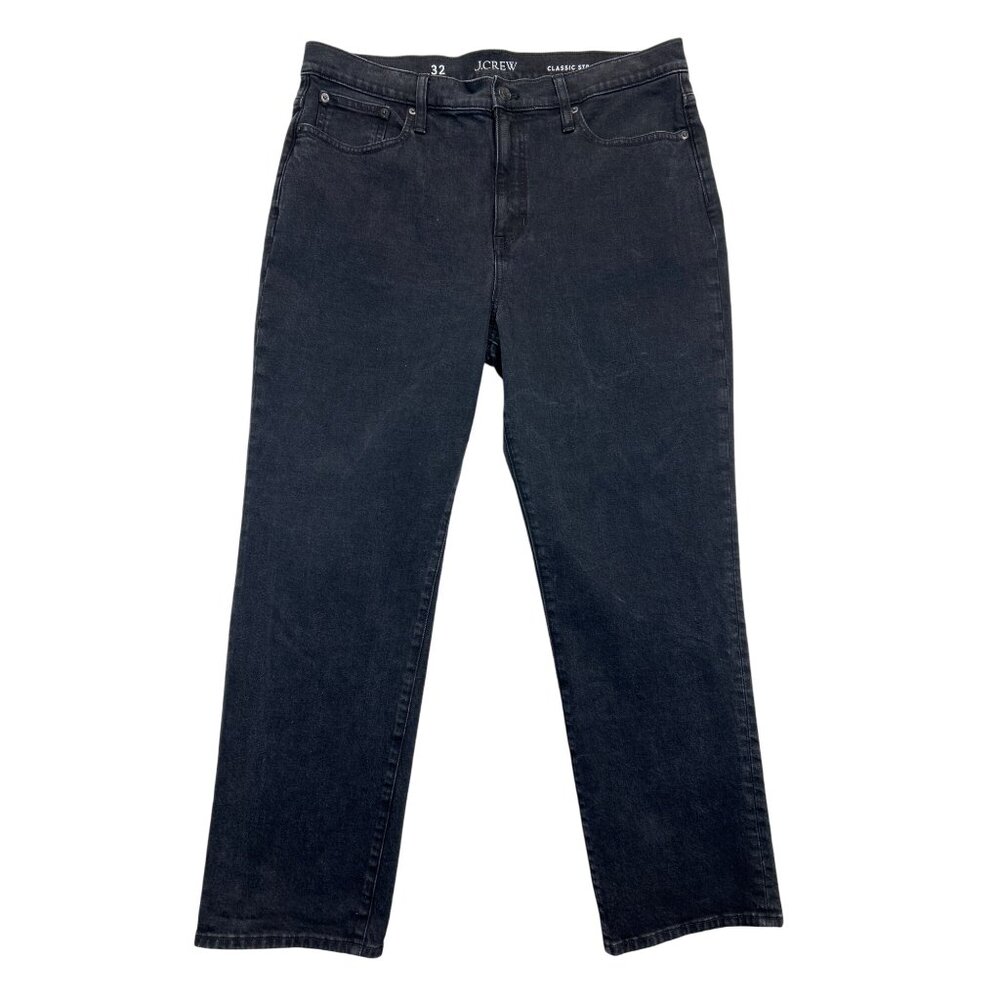 J.Crew Jeans Womens  32‎ Black Denim Classic Straight Stretch